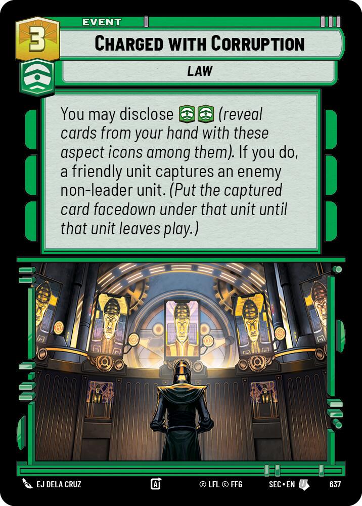 Charged with Corruption (637) (Foil) (637) [Secrets of Power] | Shuffle n Cut Hobbies & Games