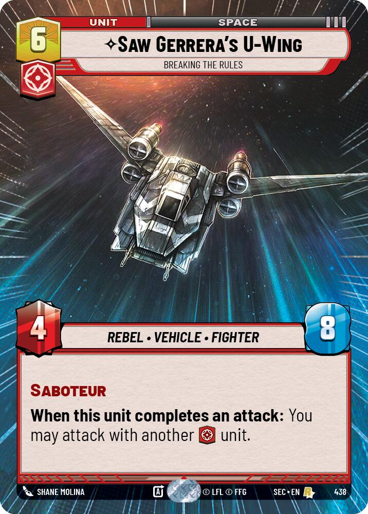 Saw Gerrera's U-Wing - Wing (438) - Breaking the Rules (Hyperspace) (438) (438) [Secrets of Power] | Shuffle n Cut Hobbies & Games
