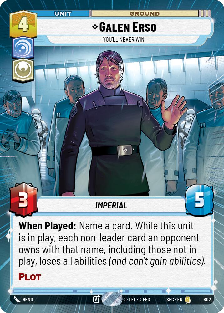 Galen Erso - You'll Never Win (Hyperspace Foil) (802) (802) [Secrets of Power] | Shuffle n Cut Hobbies & Games