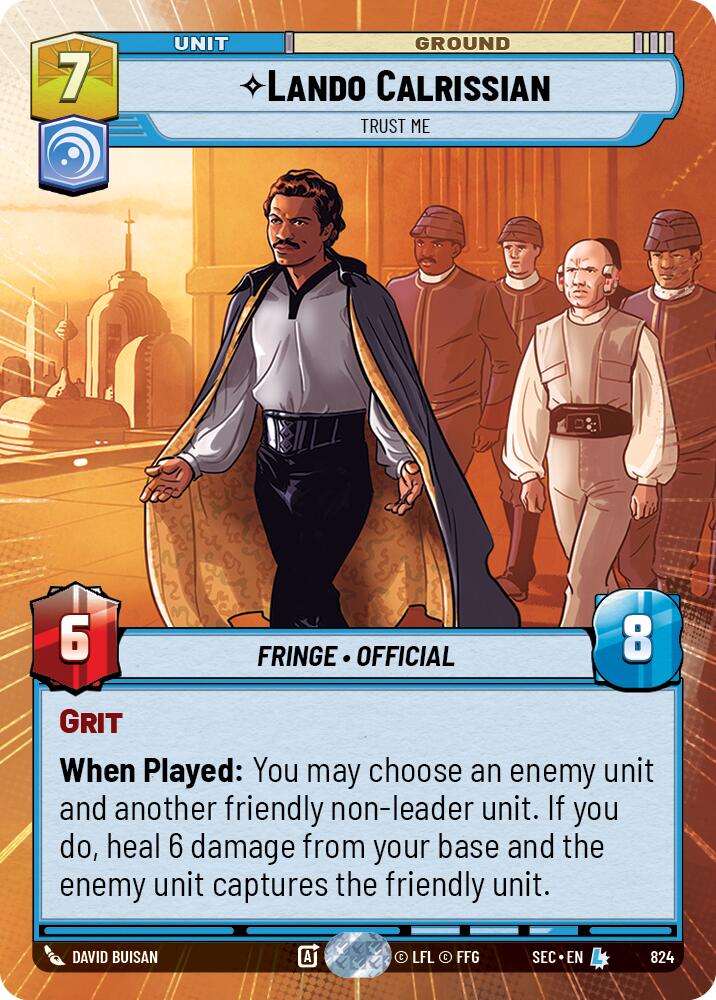 Lando Calrissian - Trust Me (Hyperspace Foil) (824) (824) [Secrets of Power] | Shuffle n Cut Hobbies & Games