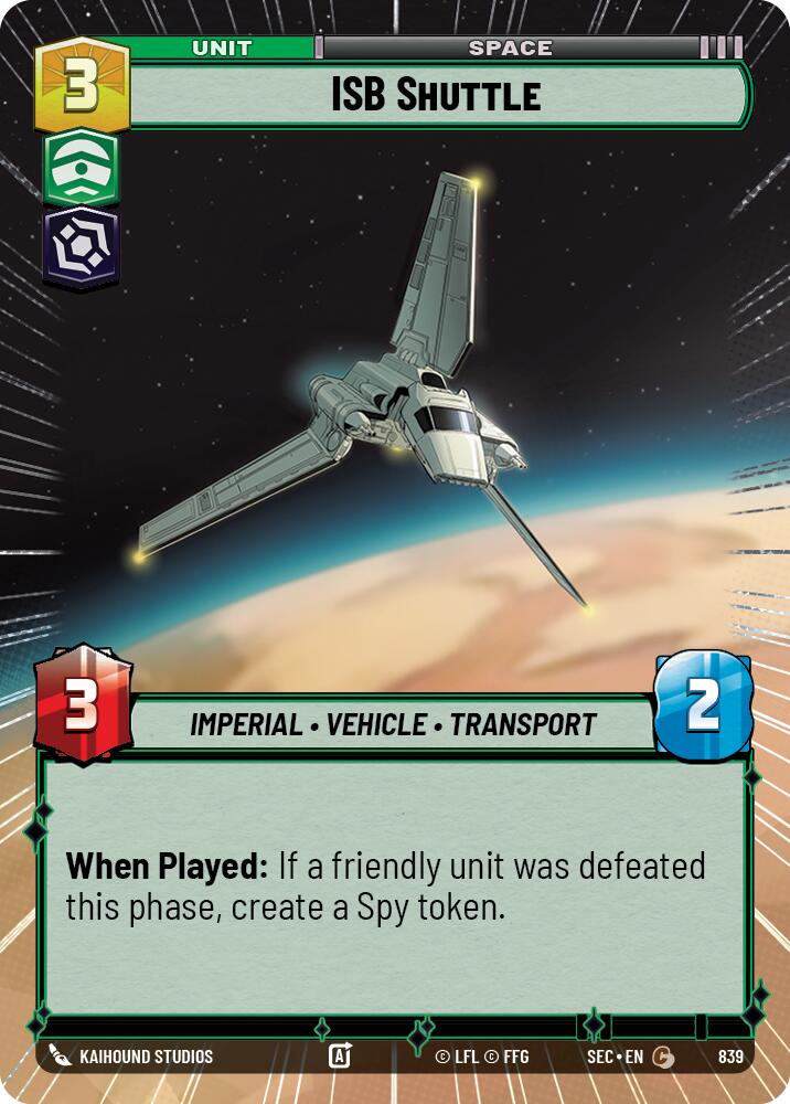 ISB Shuttle (839) (Hyperspace Foil) (839) [Secrets of Power] | Shuffle n Cut Hobbies & Games