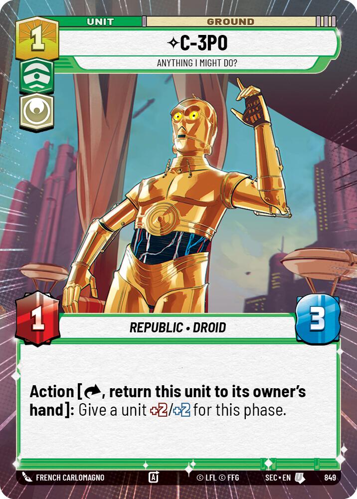 C-3PO - Anything I Might Do? (Hyperspace Foil) (849) (849) [Secrets of Power] | Shuffle n Cut Hobbies & Games