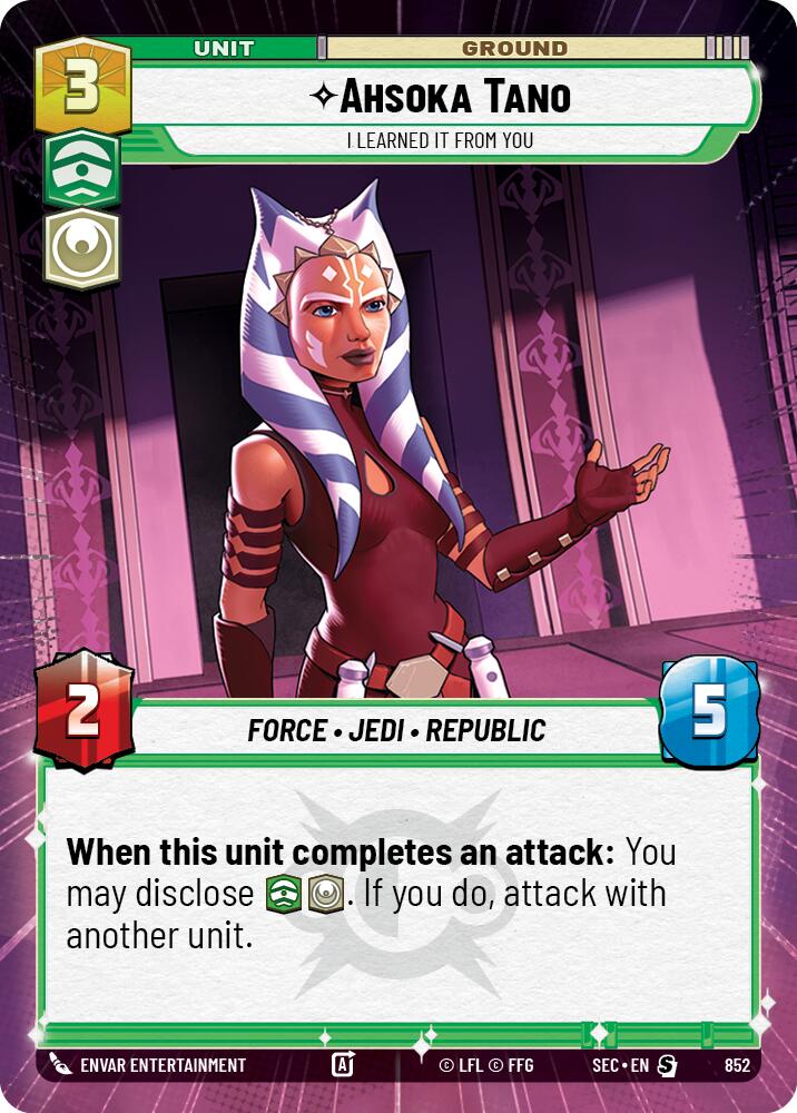 Ahsoka Tano - I Learned It from You (Hyperspace Foil) (852) (852) [Secrets of Power] | Shuffle n Cut Hobbies & Games