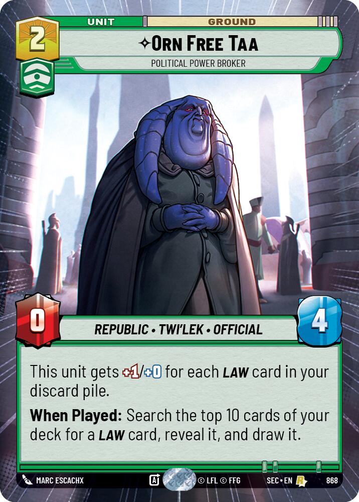 Orn Free Taa - Political Power Broker (Hyperspace Foil) (868) (868) [Secrets of Power] | Shuffle n Cut Hobbies & Games