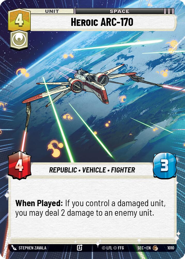 Heroic ARC-170 - 170 (1010) (Hyperspace Foil) (1010) (1010) [Secrets of Power] | Shuffle n Cut Hobbies & Games