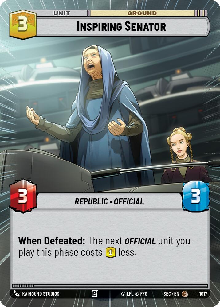 Inspiring Senator (1017) (Hyperspace Foil) (1017) [Secrets of Power] | Shuffle n Cut Hobbies & Games