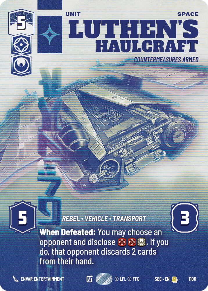 Luthen's Haulcraft - Countermeasures Armed (Prestige Foil) (1106) (1106) [Secrets of Power] | Shuffle n Cut Hobbies & Games