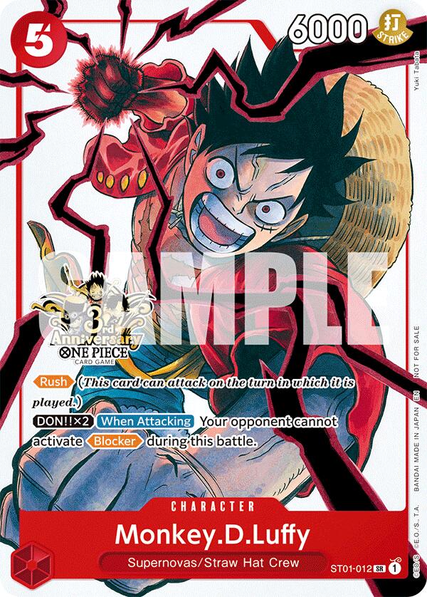 Monkey.D.Luffy (ST01-012) (3rd Anniversary Tournament 3 Brothers Pack) [Carrying On His Will: 3rd Anniversary Tournament Cards] | Shuffle n Cut Hobbies & Games