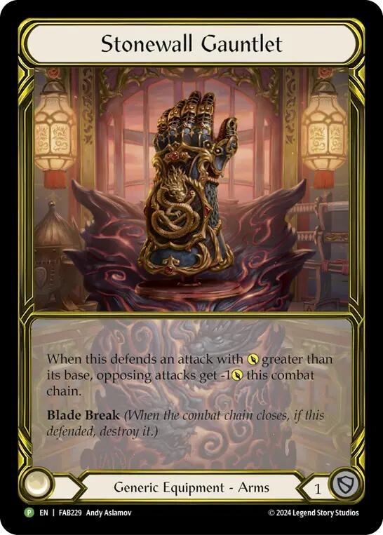 Stonewall Gauntlet (Golden) [FAB229] (Promo)  Cold Foil | Shuffle n Cut Hobbies & Games
