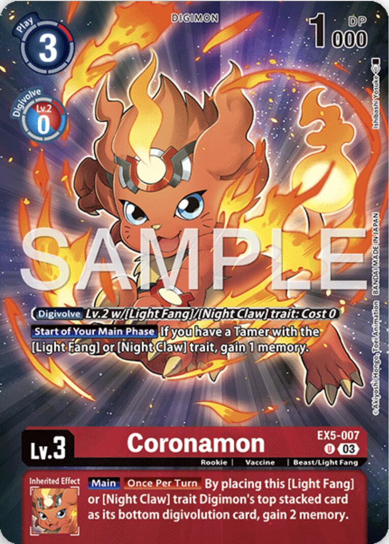 Coronamon [EX5-007] (Digimon Story: Time Stranger Collector's Edition) [Animal Colosseum] | Shuffle n Cut Hobbies & Games