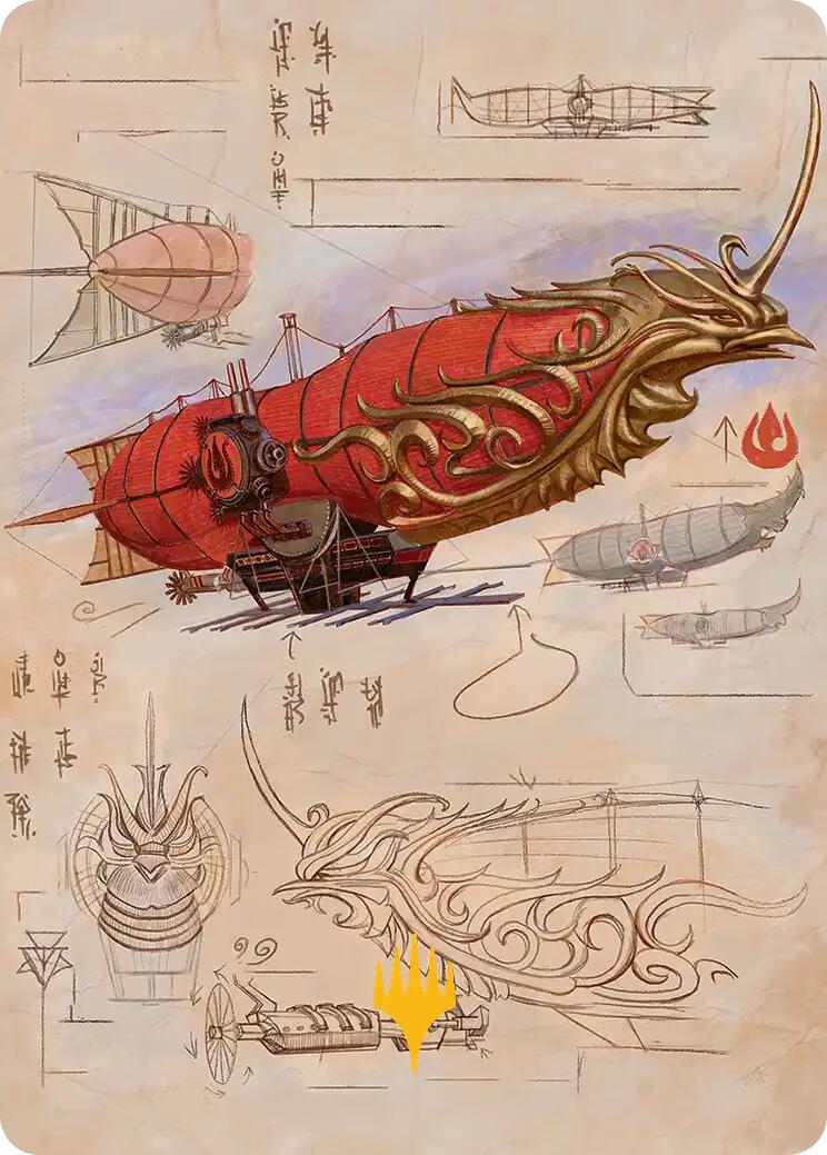 Phoenix Fleet Airship Art Card (Gold-Stamped Planeswalker Symbol) [Avatar: The Last Airbender Art Series] | Shuffle n Cut Hobbies & Games