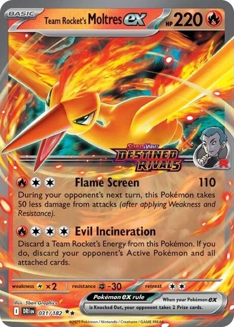 Team Rocket's Moltres ex (031/182) (Destined Rivals Stamp) [Miscellaneous Cards] | Shuffle n Cut Hobbies & Games