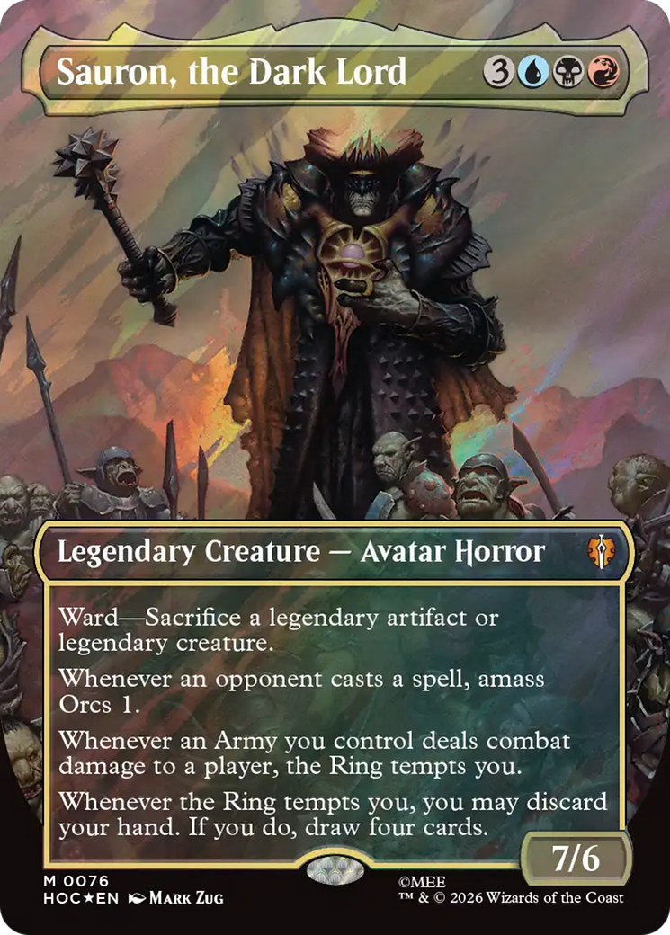 Sauron, the Dark Lord (Borderless) (Surge Foil) [The Hobbit] | Shuffle n Cut Hobbies & Games