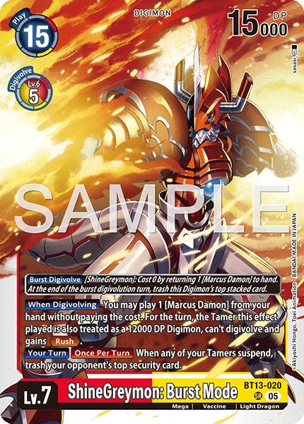 ShineGreymon: Burst Mode [BT13-020] [Advanced Booster Digimon Generation] | Shuffle n Cut Hobbies & Games