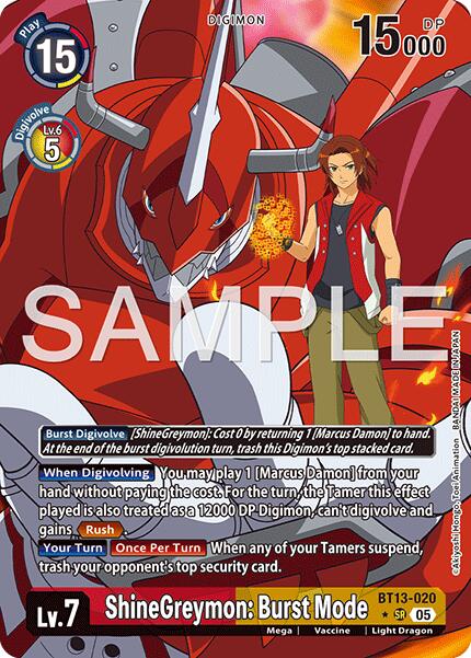 ShineGreymon: Burst Mode [BT13-020] (Alternate Art) [Advanced Booster Digimon Generation] | Shuffle n Cut Hobbies & Games