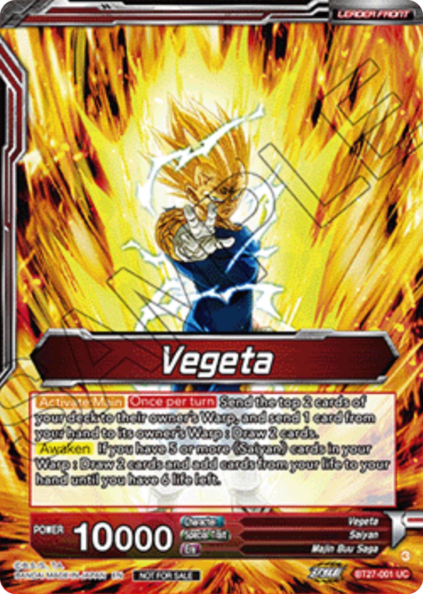 Vegeta // SSB Vegeta, Saiyan Pride (Championship 2025 Finals Alternate Art Leader Card) (BT27-001) [Tournament Promotion Cards] | Shuffle n Cut Hobbies & Games