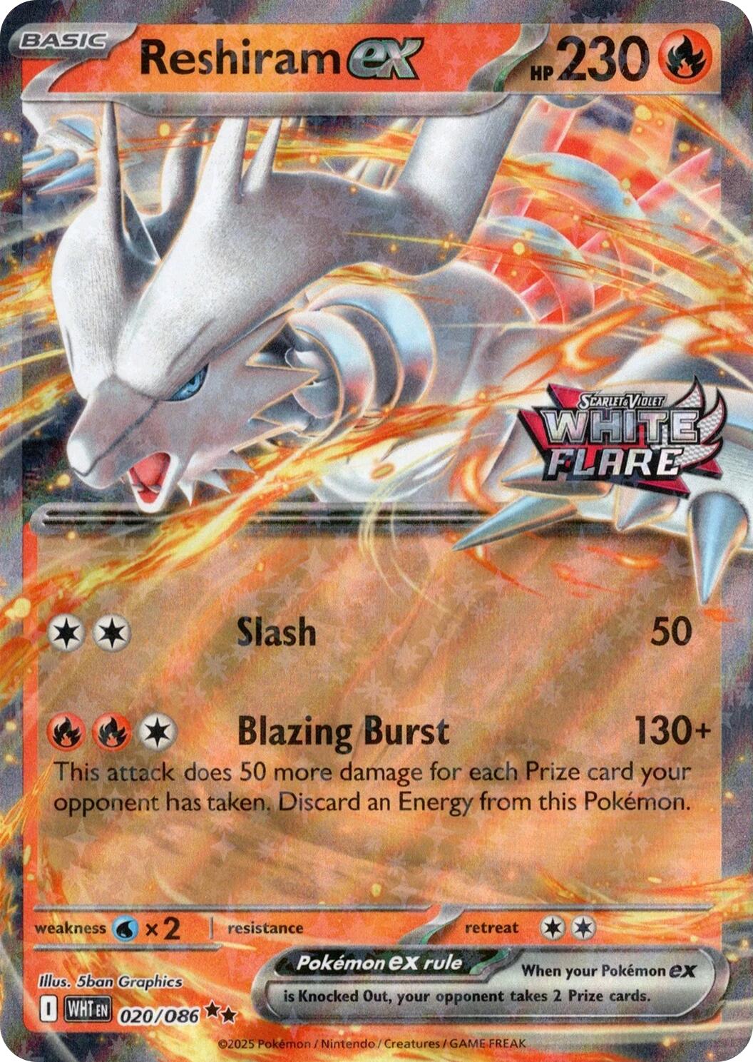 Reshiram ex (020/086) (White Flare Stamped) [Miscellaneous Cards] | Shuffle n Cut Hobbies & Games