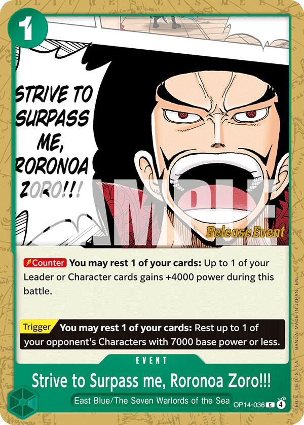 Strive to Surpass me, Roronoa Zoro!!! [The Azure Sea's Seven Release Event Cards] | Shuffle n Cut Hobbies & Games