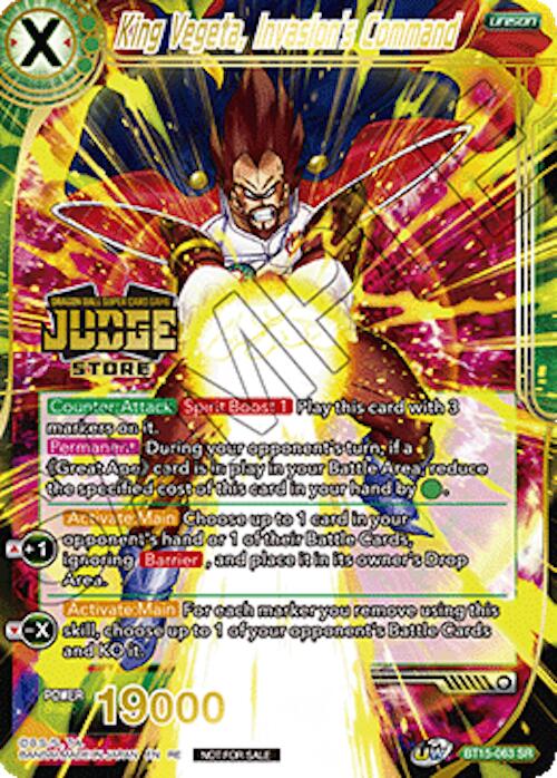 King Vegeta, Invasion's Command (Judge Pack Vol.18) (Store) (BT15-063) [Judge Promotion Cards] | Shuffle n Cut Hobbies & Games