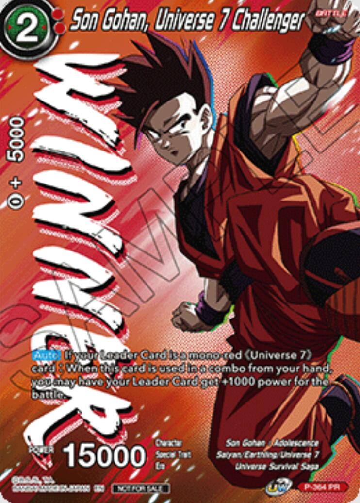 Son Gohan, Universe 7 Challenger (Ultra-Bout Series Tournament Pack Vol.1) (Winner) (P-364) [Tournament Promotion Cards] | Shuffle n Cut Hobbies & Games