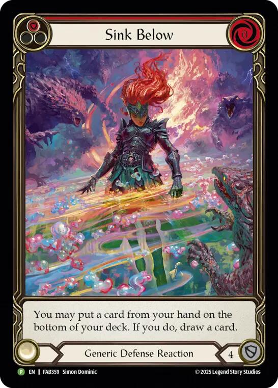 Sink Below (Red) [FAB359] (Promo)  Rainbow Foil | Shuffle n Cut Hobbies & Games