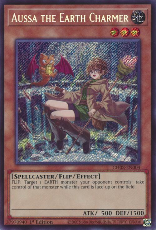 Aussa the Earth Charmer [CH02-EN004] Secret Rare | Shuffle n Cut Hobbies & Games