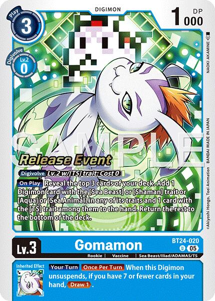 Gomamon [BT24-020] [Time Stranger Release Events Cards] | Shuffle n Cut Hobbies & Games