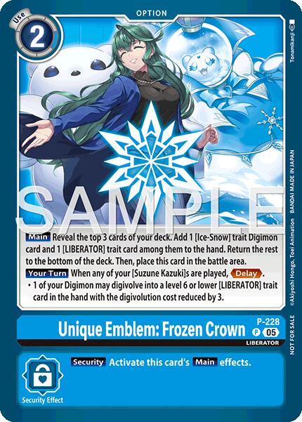 Unique Emblem: Frozen Crown [P-228] (Dawn of Liberator Box Topper) [Promotional Cards] | Shuffle n Cut Hobbies & Games