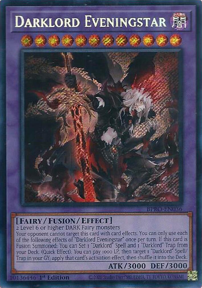 Darklord Eveningstar [BPRO-EN036] Secret Rare | Shuffle n Cut Hobbies & Games