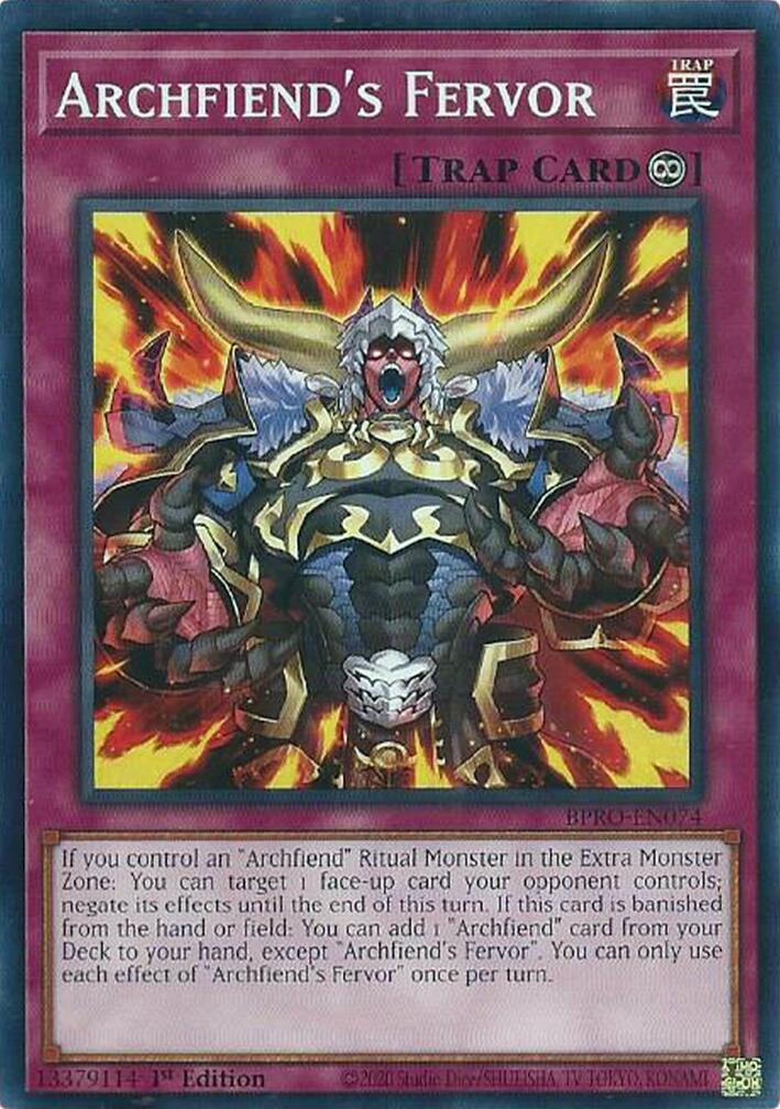Archfiend's Fervor [BPRO-EN074] Common | Shuffle n Cut Hobbies & Games