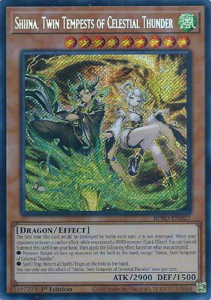 Shiina, Twin Tempests of Celestial Thunder [BPRO-EN027] Secret Rare | Shuffle n Cut Hobbies & Games