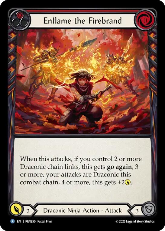 Enflame the Firebrand [PEN250] (Compendium of Rathe)  Rainbow Foil | Shuffle n Cut Hobbies & Games
