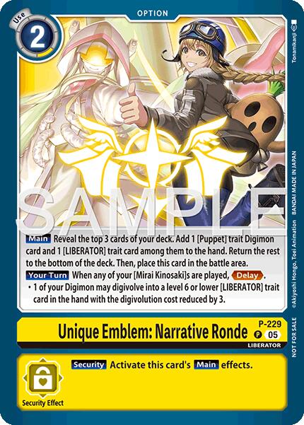 Unique Emblem: Narrative Ronde [P-229] (Dawn of Liberator Box Topper) [Promotional Cards] | Shuffle n Cut Hobbies & Games