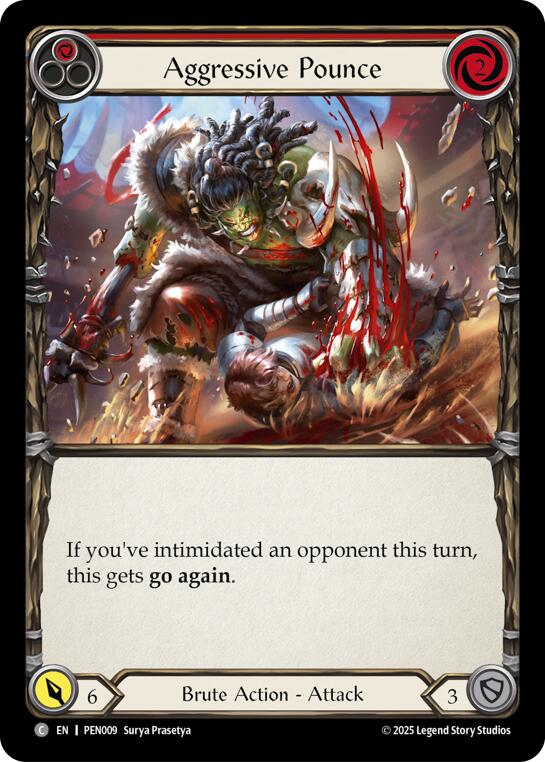 Aggressive Pounce (Red) (Rainbow Foil) [PEN009] (Compendium of Rathe)  Rainbow Foil | Shuffle n Cut Hobbies & Games