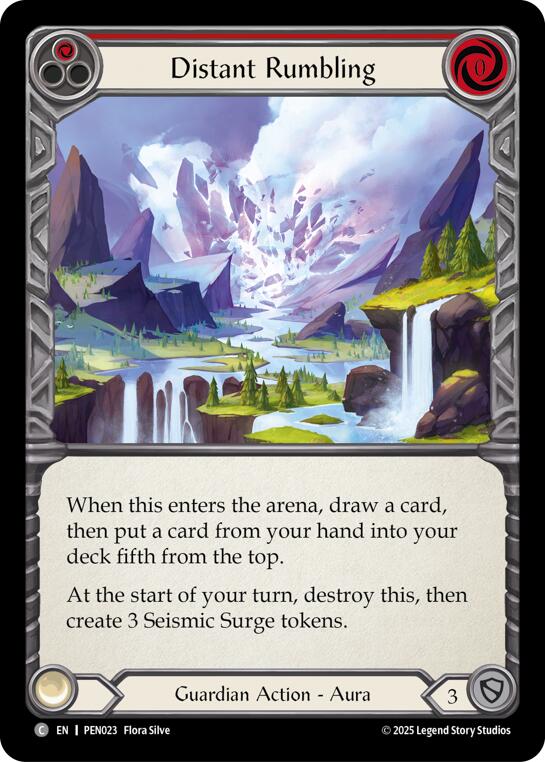 Distant Rumbling (Red) (Rainbow Foil) [PEN023] (Compendium of Rathe)  Rainbow Foil | Shuffle n Cut Hobbies & Games