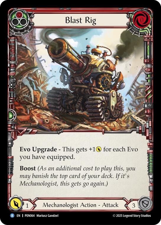 Blast Rig (Red) (Rainbow Foil) [PEN064] (Compendium of Rathe)  Rainbow Foil | Shuffle n Cut Hobbies & Games