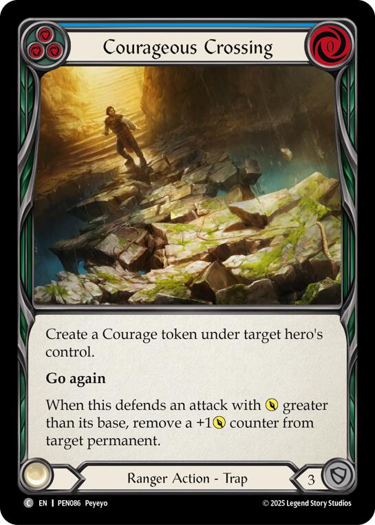Courageous Crossing (Blue) (Rainbow Foil) [PEN086] (Compendium of Rathe)  Rainbow Foil | Shuffle n Cut Hobbies & Games