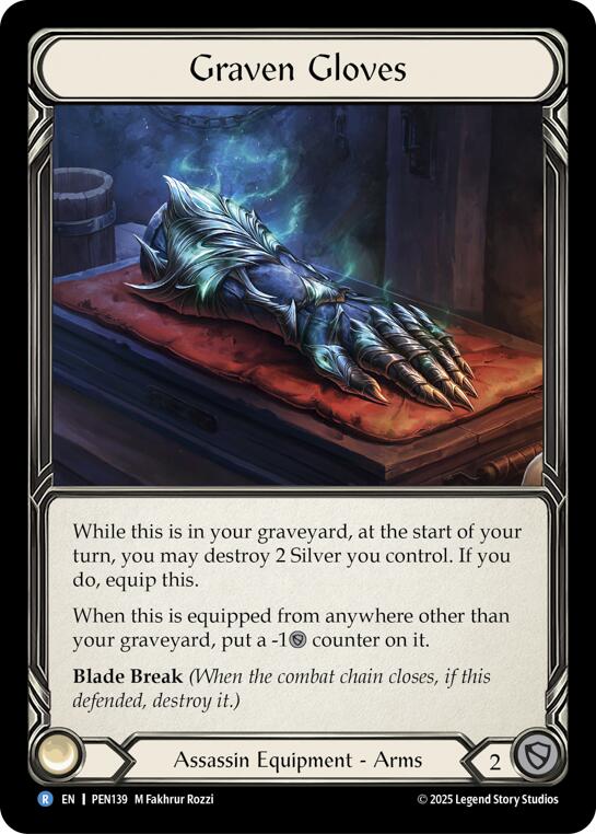 Graven Gloves [PEN139] (Compendium of Rathe)  Cold Foil | Shuffle n Cut Hobbies & Games