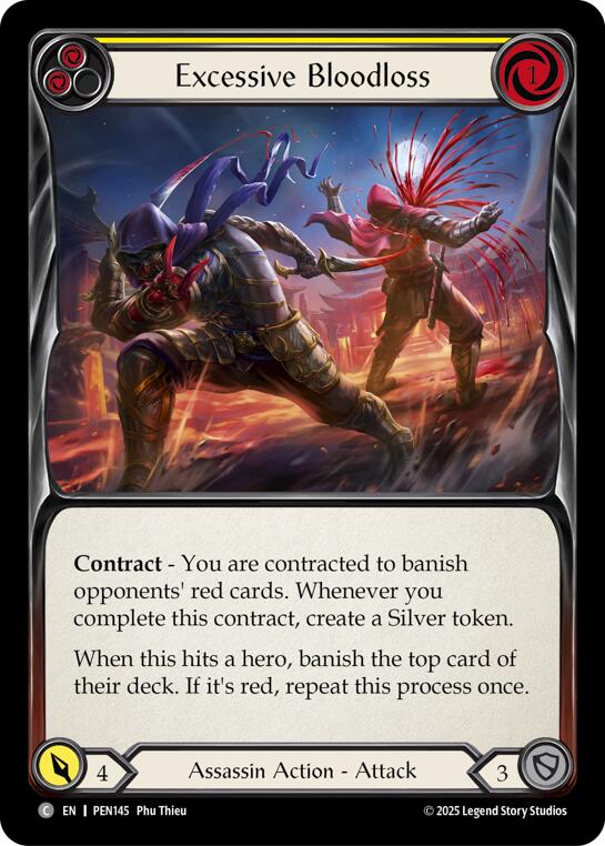 Excessive Bloodloss (Yellow) (Rainbow Foil) [PEN145] (Compendium of Rathe)  Rainbow Foil | Shuffle n Cut Hobbies & Games