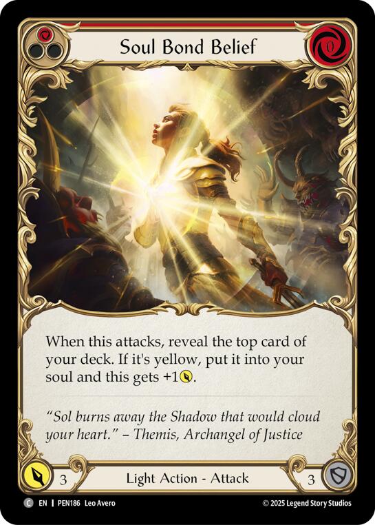 Soul Bond Belief (Red) (Rainbow Foil) [PEN186] (Compendium of Rathe)  Rainbow Foil | Shuffle n Cut Hobbies & Games