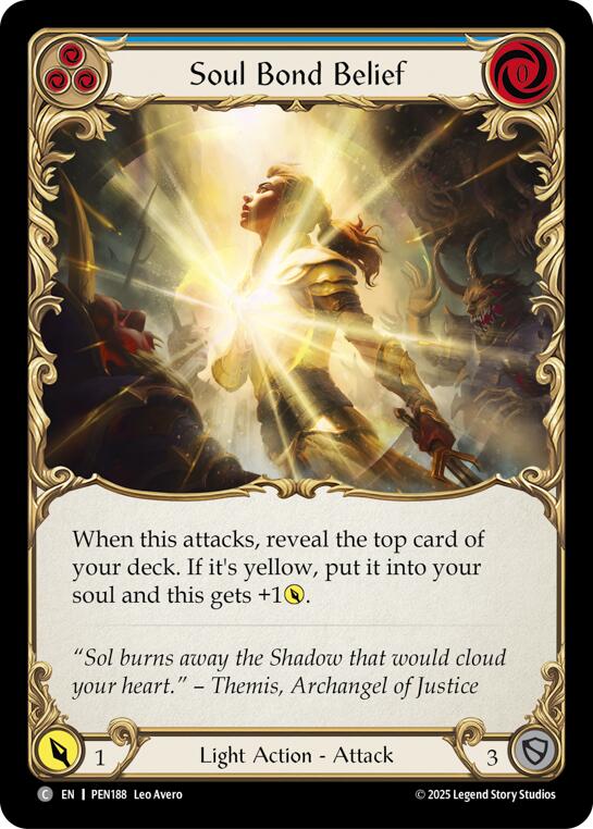 Soul Bond Belief (Blue) (Rainbow Foil) [PEN188] (Compendium of Rathe)  Rainbow Foil | Shuffle n Cut Hobbies & Games