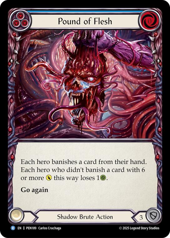 Pound Of Flesh (Blue) (Rainbow Foil) [PEN189] (Compendium of Rathe)  Rainbow Foil | Shuffle n Cut Hobbies & Games