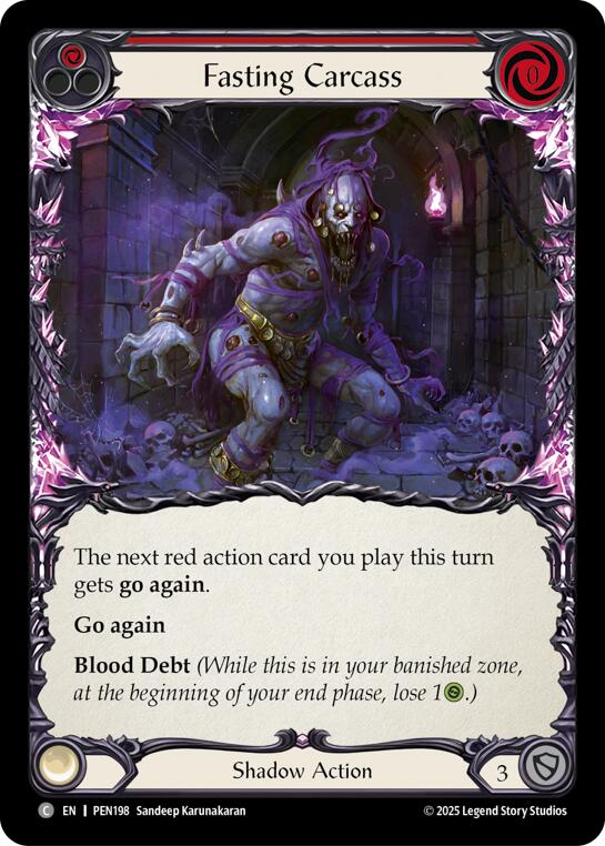 Fasting Carcass (Red) (Rainbow Foil) [PEN198] (Compendium of Rathe)  Rainbow Foil | Shuffle n Cut Hobbies & Games