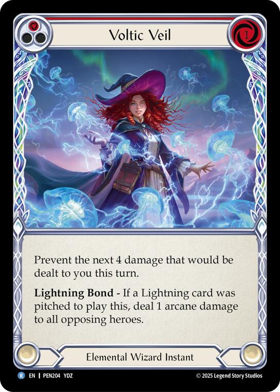 Voltic Veil (Red) (Rainbow Foil) [PEN204] (Compendium of Rathe)  Rainbow Foil | Shuffle n Cut Hobbies & Games
