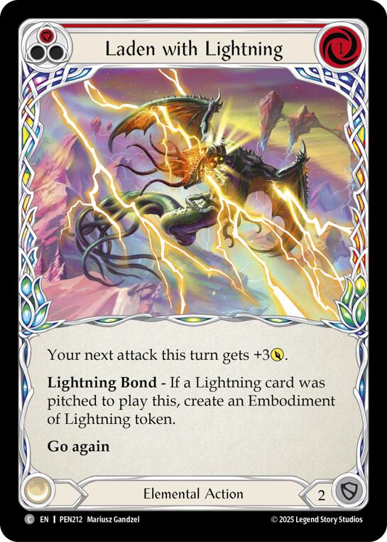 Laden With Lightning (Red) (Rainbow Foil) [PEN212] (Compendium of Rathe)  Rainbow Foil | Shuffle n Cut Hobbies & Games