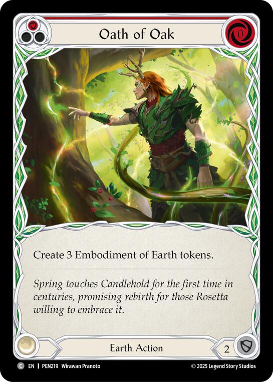 Oath Of Oak (Red) (Rainbow Foil) [PEN219] (Compendium of Rathe)  Rainbow Foil | Shuffle n Cut Hobbies & Games