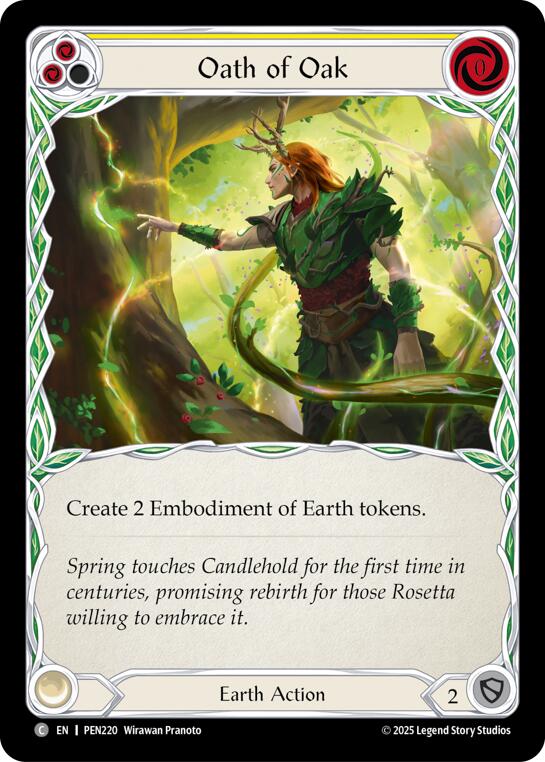 Oath Of Oak (Yellow) (Rainbow Foil) [PEN220] (Compendium of Rathe)  Rainbow Foil | Shuffle n Cut Hobbies & Games