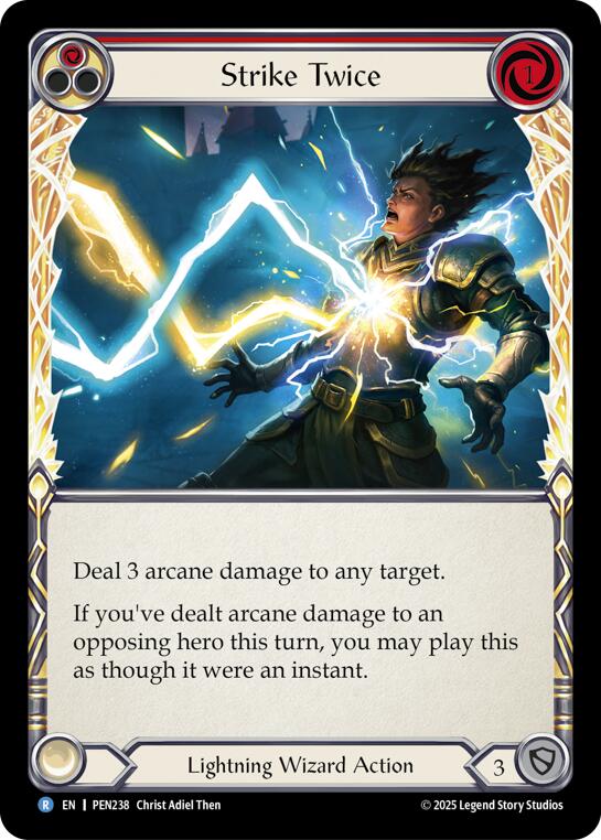 Strike Twice (Red) (Rainbow Foil) [PEN238] (Compendium of Rathe)  Rainbow Foil | Shuffle n Cut Hobbies & Games