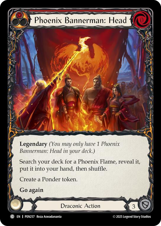 Phoenix Bannerman Head (Red) (Rainbow Foil) [PEN257] (Compendium of Rathe)  Rainbow Foil | Shuffle n Cut Hobbies & Games