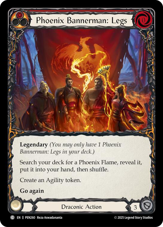 Phoenix Bannerman Legs (Red) (Rainbow Foil) [PEN260] (Compendium of Rathe)  Rainbow Foil | Shuffle n Cut Hobbies & Games